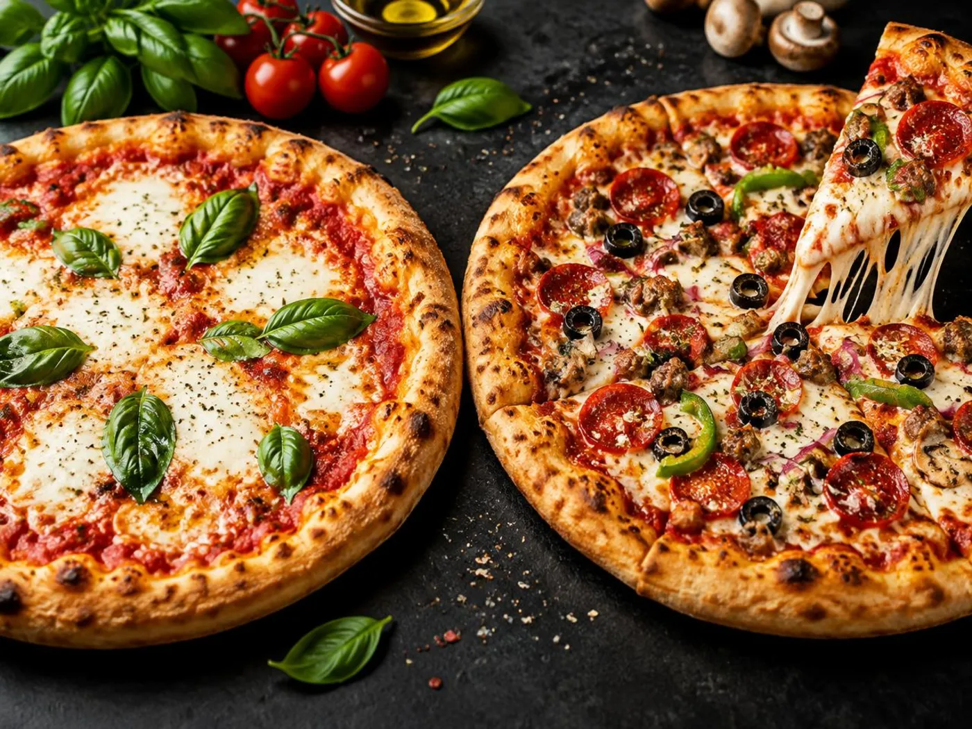 Pizzas margherita et garnie AU ST EX